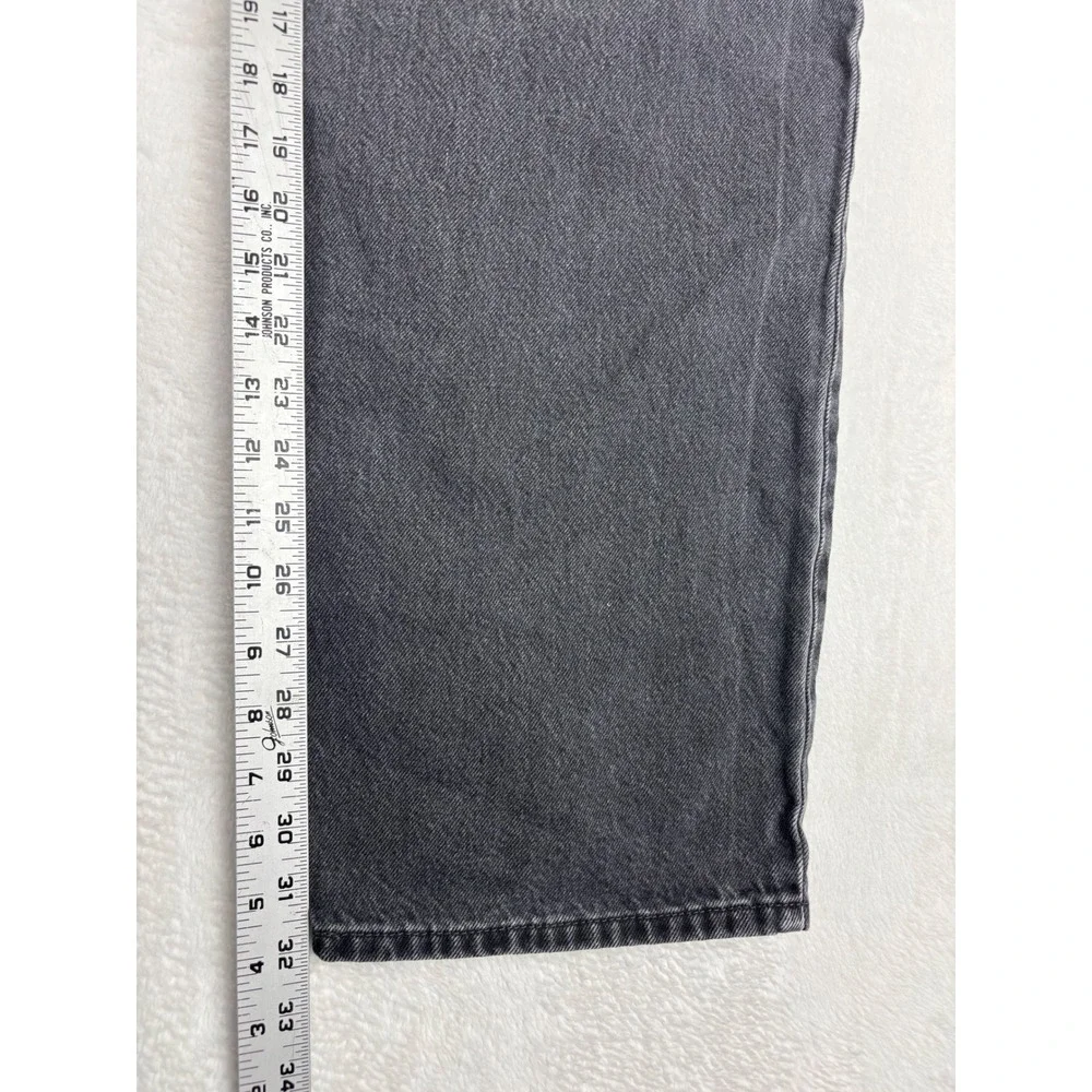 Levis Premium Baggy Dad Mens 29x32 Jeans Washed Fuzzy Black Faded Denim Wide Fit